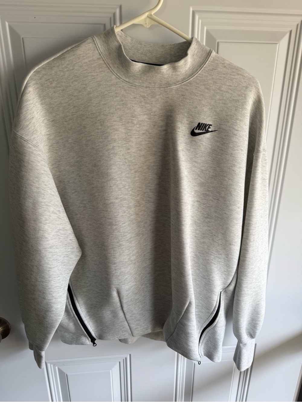 Nike Light Gray Crew Sweatshirt with Black Swoosh